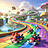 Colorful kart race on rainbow track – Fantasy racing scene